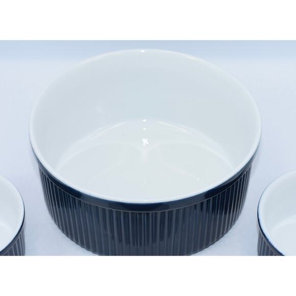 Dansk Bistro 4pc Christianshavn Blue Ribbed Ramekins & Soufflé Casserole Dish - Picture 5 of 8